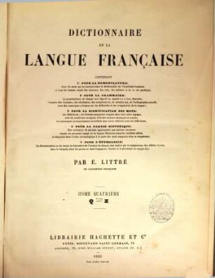 Dictionnaire de la langue française, 4. Q - Z