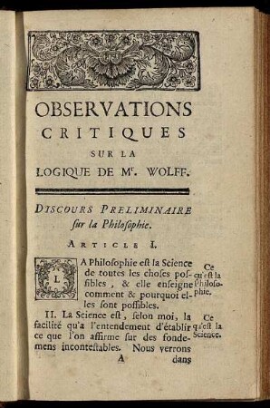 Discours Preliminaire sur la Philosophie.