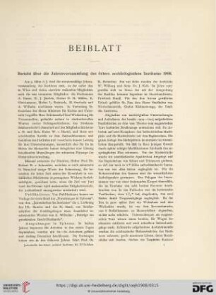 Bericht über die Jahresversammlung des österr. archäologischen Institutes 1908