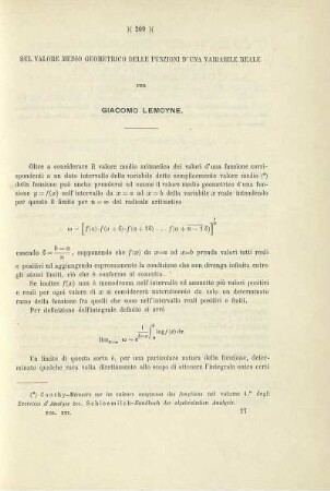 Sul valore medio geometrico delle funzioni d'una variabile reale.