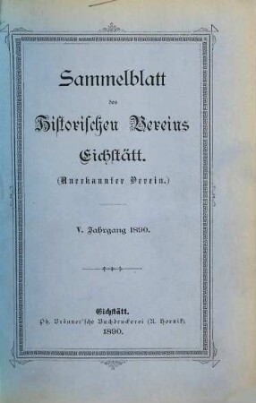 Sammelblatt. 5. 1890. - 1891