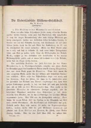 Die Niederländische Missions-Gesellschaft (Fortsetzung)