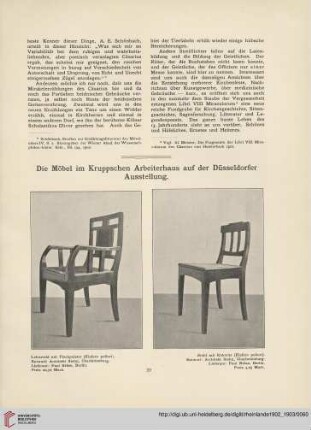 Die Möbel im Kruppschen Arbeiterhaus auf der Düsseldorfer Ausstellung