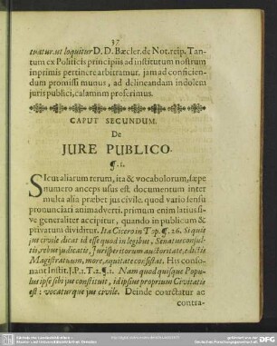 Caput Secundum. De Iure Publico