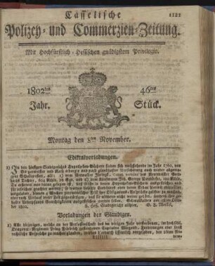 46tes Stueck, Montag den 8ten November 1802
