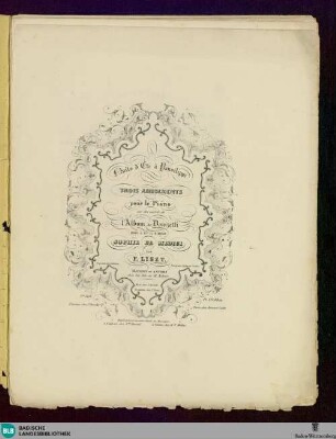 Nuits d'Été à Pausilippe : trois amusements pour le piano sur des motifs de l'album de Donizetti dédiés à Mme Marquise Sophie de Medici