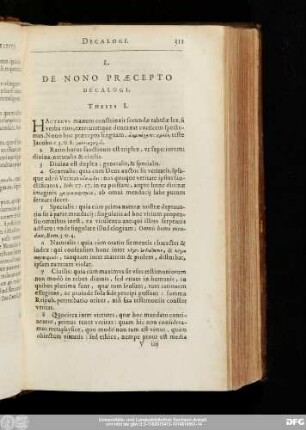 L. De Nono Praecepto Decalogi.
