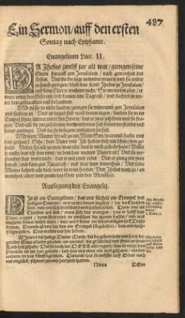 Ein Sermon/ auff den ersten Sontag nach Epiphanie.