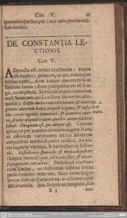 De Constantia Lectionis. Cap. V.