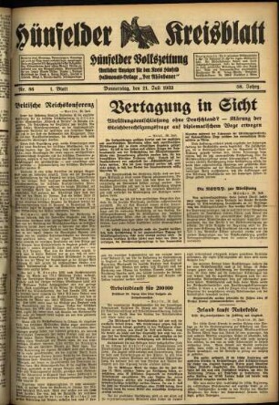 Erste Ausgabe vom Donnerstag, den 21. Juli 1932.