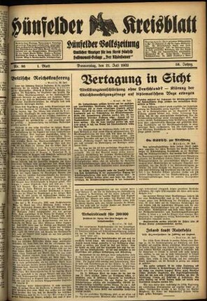 Erste Ausgabe vom Donnerstag, den 21. Juli 1932.