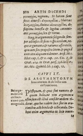 Caput XV. De Argumentorum Inuentorum & de lectorum collocatione.