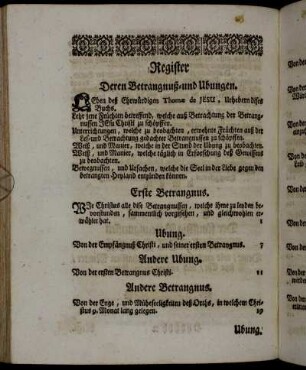 Register. Deren Betrangnuß- und Ubungen