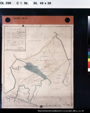 Delineation der Teilung der Ländereien der Stadt Oldenburg und der Dorfschaften Nadorst, Ohmstede und Donnerschwee Vermesser/Zeichner: F. J. A. Schloifer