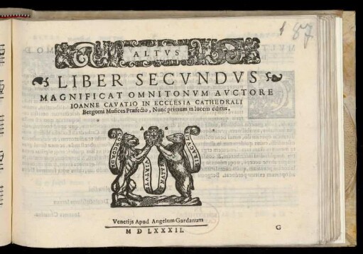 Giovanni Cavaccio: Liber secundus magnificat omnitonum ... Altus