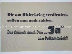 Maueranschlag mit einer Propaganda-Losung zum Volksentscheid in Sachsen