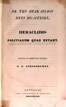Heraclidis politiarum quae extant = Peri politeiōn