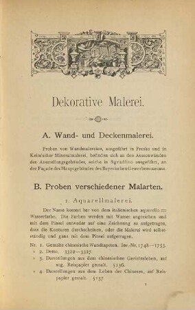 Verzeichniss der Gegenstände in der Mustersammlung des Bayerischen Gewerbemuseums in Nürnberg, 6. Dekorative Malerei