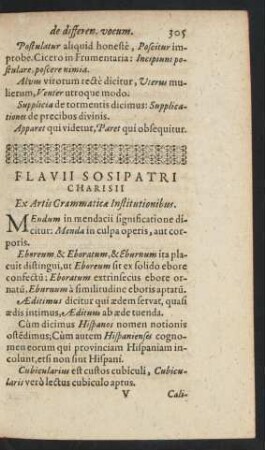 Flavii Sosipatri Charisii Ex Artis Grammaticae Institutionibus