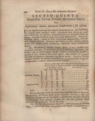 Sectio Quinta. Complectens Partem Tertiam Astronomiae Solaris