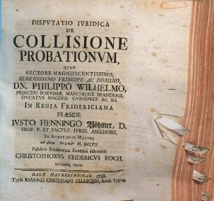 Dispvtatio Ivridica De Collisione Probationvm