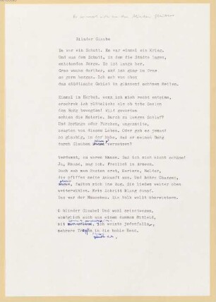 Heinz Piontek (1925-2003) Nachlass: Er erinnert sich an den blinden Glauben - BSB Ana 465 A.1.25