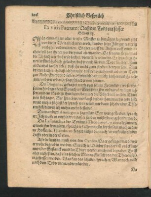 Ex vitis Patrum: Daß der Todt süsser Schlaff sey.