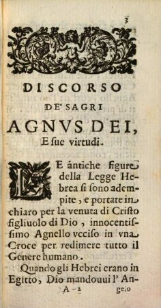 Discorso de'sagri, Agnus Dei