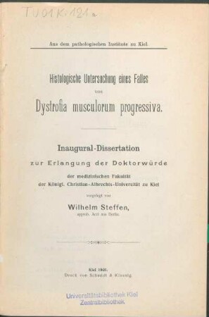 Histologische Untersuchung eines Falles von Dystrofia musculorum progressiva