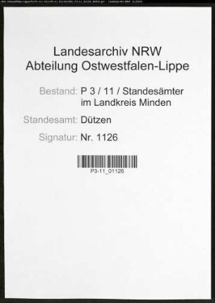 Sterberegister Standesamt Dützen