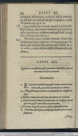 Caput XCI. Quibus ex causis magistratus municipalibus suis ex aliorum delictis teneatur