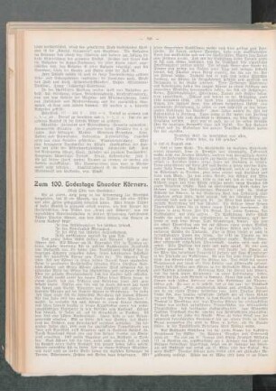 Zum 100. Todestage Theodor Körners