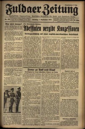 Erste Ausgabe vom Sonntag, den 01. September 1935.