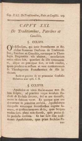 Caput XXI. De Traditionibus, Patribus et Conciliis.