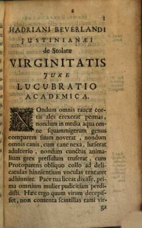 De stolatae Virginitatis jure Lucubratio