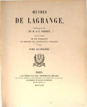 Œuvres de Lagrange, 4