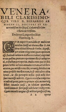 Dispositio In Libros Pandectarvm Ex Praelectionibvs D. Ioachimi Hopperi Phrisii, Iureconsulti Clariss. obseruata & collecta : Adiecimvs Detlevi Langenbekii Hamburg. Tabulas in Alciatum de Verb. signif. Et eiusdem Explicat: in leges duas difficillimas