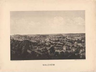 Ansicht der Stadt Waldheim, Lichtdruck,1916 : Waldheim / nach der Natur gezeichnet v. E. Frank. - Dresden : Trau & Schwab , 1916. - 1 Kunstbl. : Lichtdr. ; 52 x 35 cm