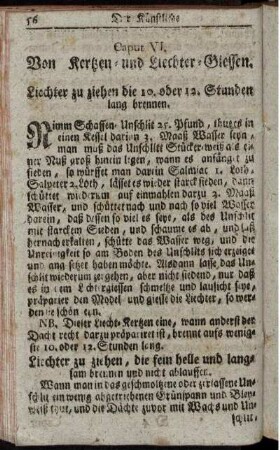 Caput VI. Von Kertzen- und Liechter-Giessen.