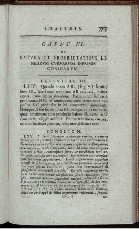 Caput VI. De natura et proprietatibus linearum curvarum inprimis conicarum.
