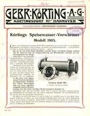 Speisewasser-Vorwärmer Modell 1905