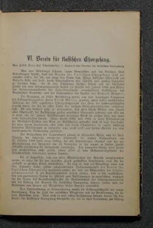 VI. Verein für klassischen Chorgesang.