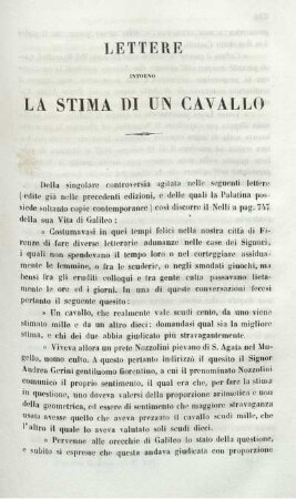 Lettere Intorno La Stima Di Un Cavallo.