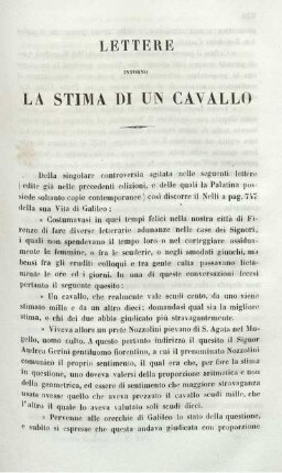 Lettere Intorno La Stima Di Un Cavallo.