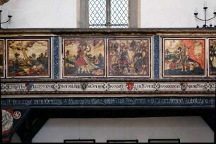 Bemalung der Nordempore mit Szenen des Alten Testaments — Jakobs Traum, Jakob ringt mit dem Engel, Verkauf Josephs und Durchzug durch das Rote Meer