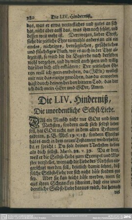 Die LIV. Hinderniß. Die unordentliche Selbst-Liebe