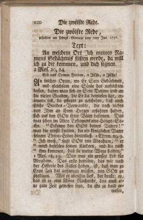 Die zwölfte Rede, gehalten am Pfingst-Montage dem 7ten Jun. 1756.