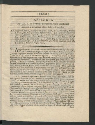 Cap. XXIV. de Venenis quibusdam regni vegetabilis, quorum a Veteribus obiter facta est mentio