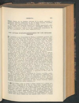 Las letras hispanoamericanas en los Estados Unidos