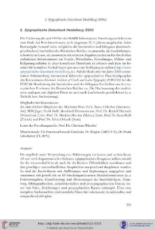 6. Epigraphische Datenbank Heidelberg (EDH)